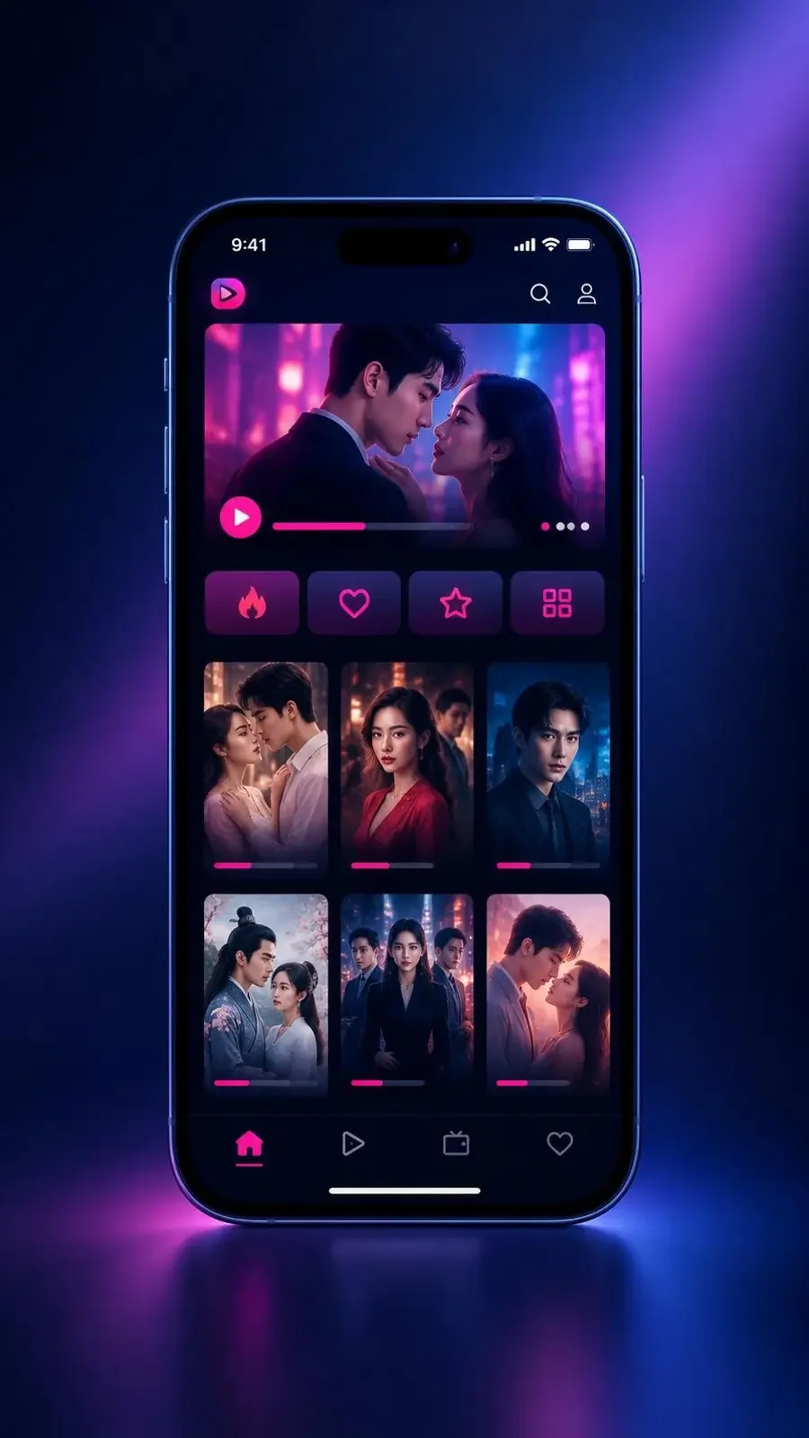黄果短剧 APP 首页界面 黄果短剧 APP 首页界面,展示推荐短剧卡片列表